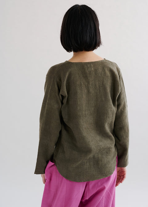 Petty charka Kalacotton Khadi V-neck Long Sleeve Top (3 colors)
