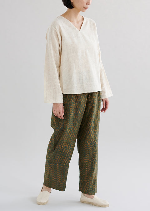 Petty charka Kalacotton Khadi V-neck Long Sleeve Top (3 colors)