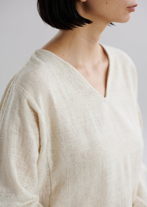 Petty charka Kalacotton Khadi V-neck Long Sleeve Top (3 colors)