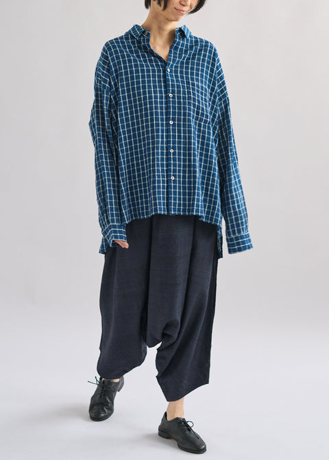 THRIFT / MALKHA 天然染オーガニックコットンディリシャツ Indigo White