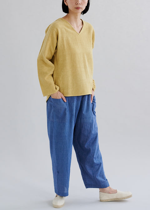 Petty charka Kalacotton Khadi V-neck Long Sleeve Top (3 colors)