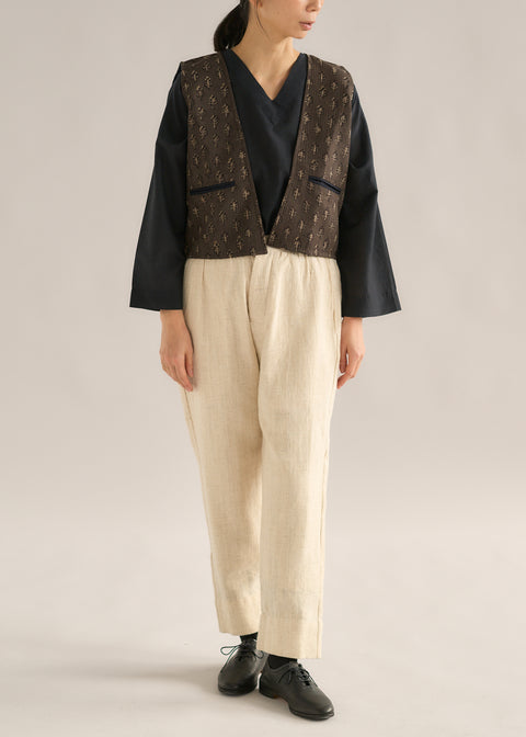 伝統染バロートラプリント キルテッドボレロベスト