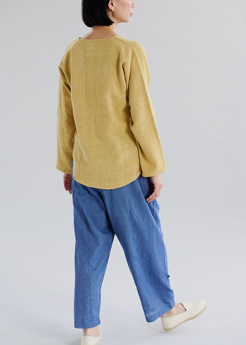 Petty charka Kalacotton Khadi V-neck Long Sleeve Top (3 colors)