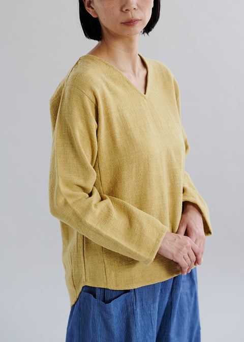 Petty charka Kalacotton Khadi V-neck Long Sleeve Top (3 colors)