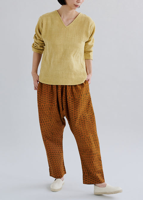 Petty charka Kalacotton Khadi V-neck Long Sleeve Top (3 colors)
