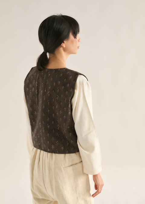 伝統染バロートラプリント キルテッドボレロベスト