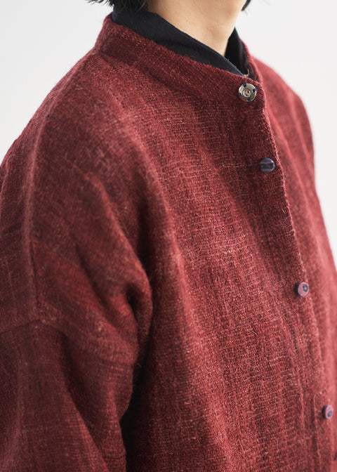 Naturally dyed handwoven sheep wool short stand-collar jacket (4 colors available)