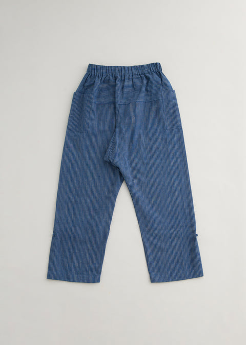 Natural Dyed Mid thick Khadi Rail Striped Lon Pants