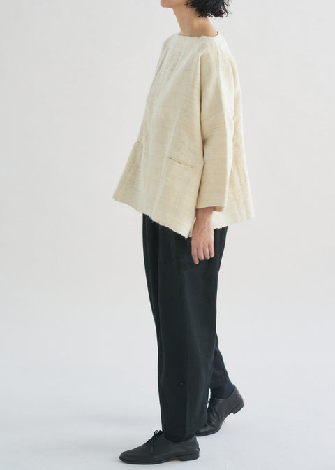 Naturally dyed handwoven sheep wool and Kara cotton Juhi top