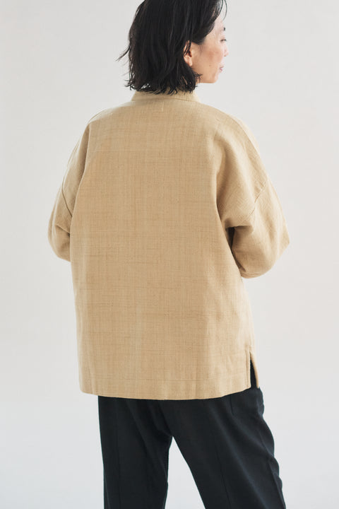 Naturally dyed Zero count Khadi short stand collar jacket
