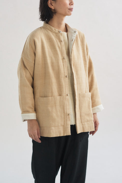 Naturally dyed Zero count Khadi short stand collar jacket
