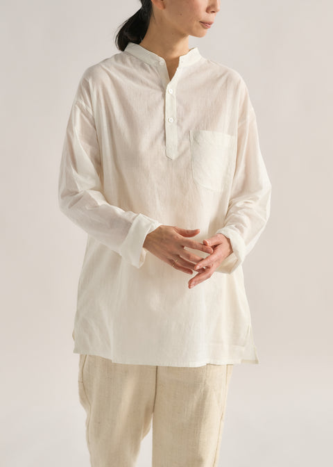 Muslin D Stand Collar Shirt