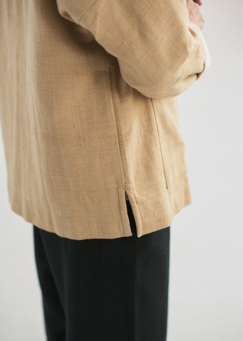 Naturally dyed Zero count Khadi short stand collar jacket