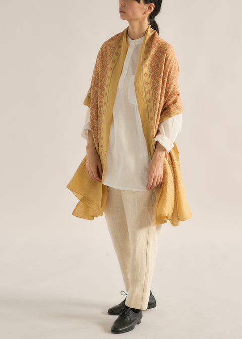 Ajrakh dyed mulberry silk shawl