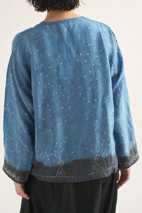 THRIFT / Naturally died Mulberry Silk Bhandani Cardigan