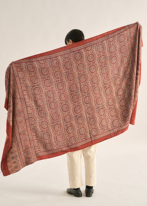 Ajrakh dyed handwoven Eri silk shawl