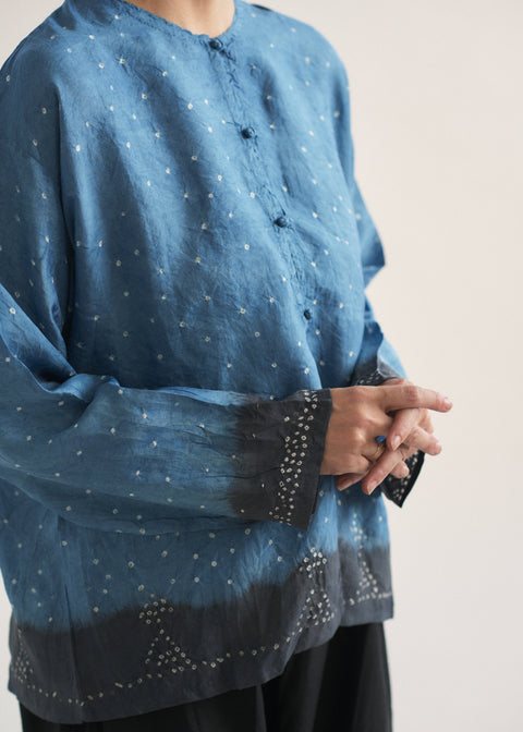 THRIFT / Naturally died Mulberry Silk Bhandani Cardigan