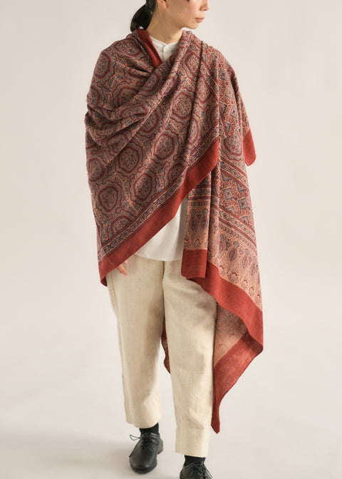 Ajrakh dyed handwoven Eri silk shawl