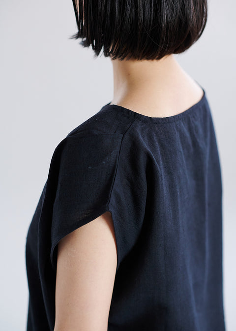 THRIFT / しっくりカディ 丸首トップス Black
