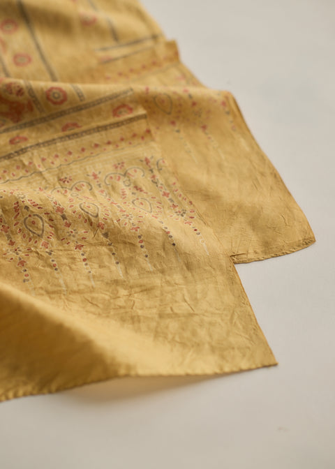 Ajrakh dyed mulberry silk shawl