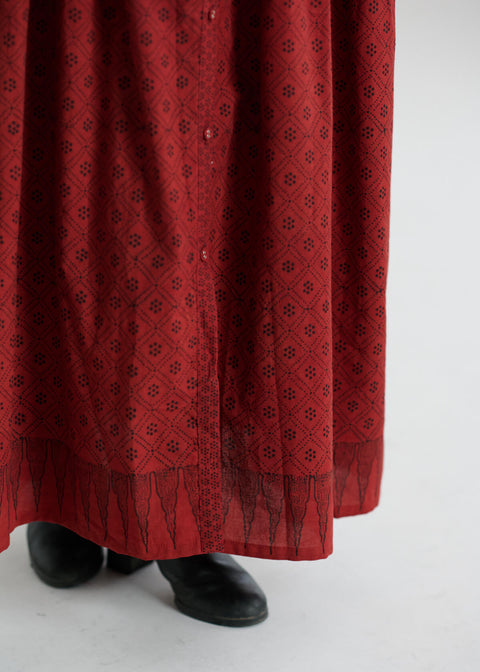 Ajrakh dyed soni dress with sheeta dot pattern