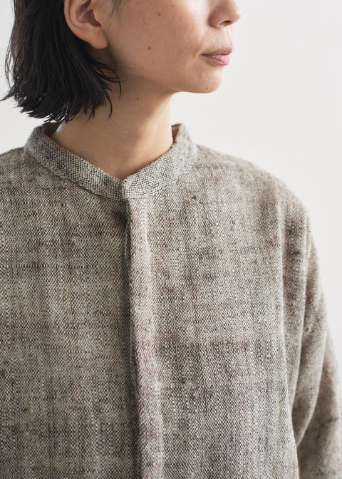Naturally dyed handwoven sheep wool short stand-collar jacket (4 colors available)