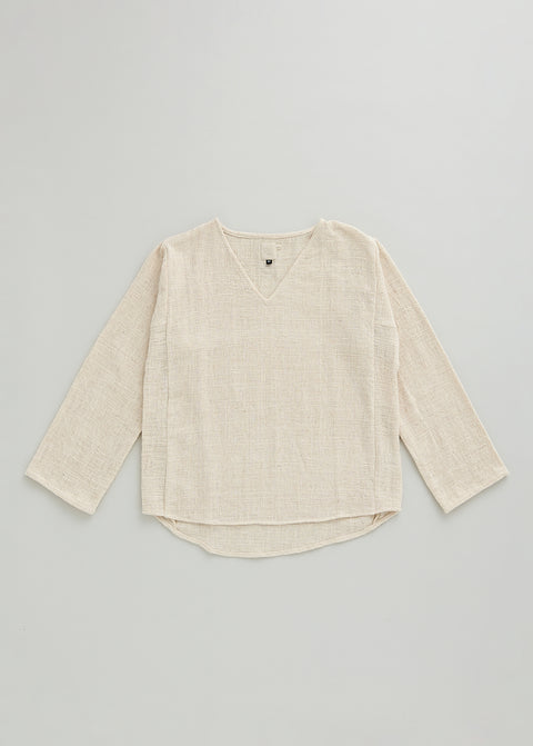 Petty charka Kalacotton Khadi V-neck Long Sleeve Top (3 colors)