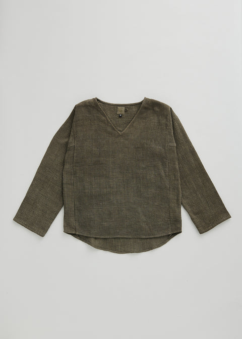 Petty charka Kalacotton Khadi V-neck Long Sleeve Top (3 colors)