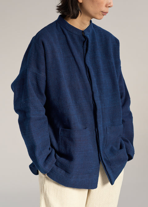Naturally dyed Zero count Khadi short stand collar jacket