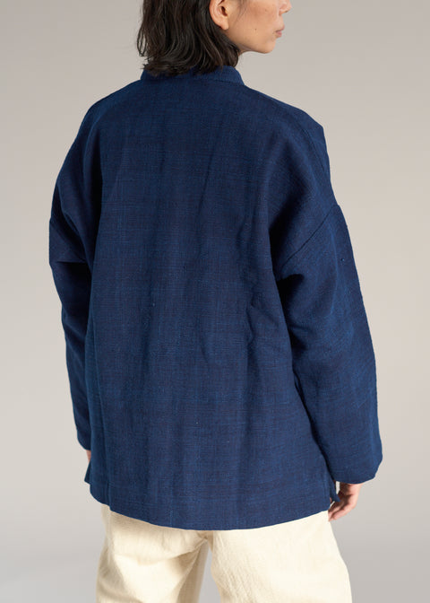 Naturally dyed Zero count Khadi short stand collar jacket