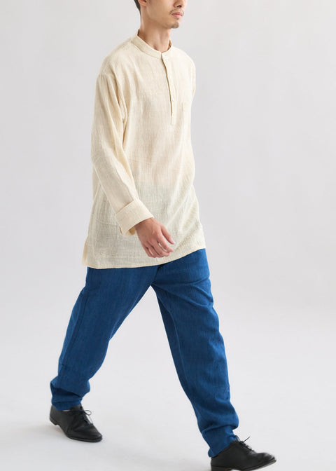 カラコットン スタンドカラークルタシャツ