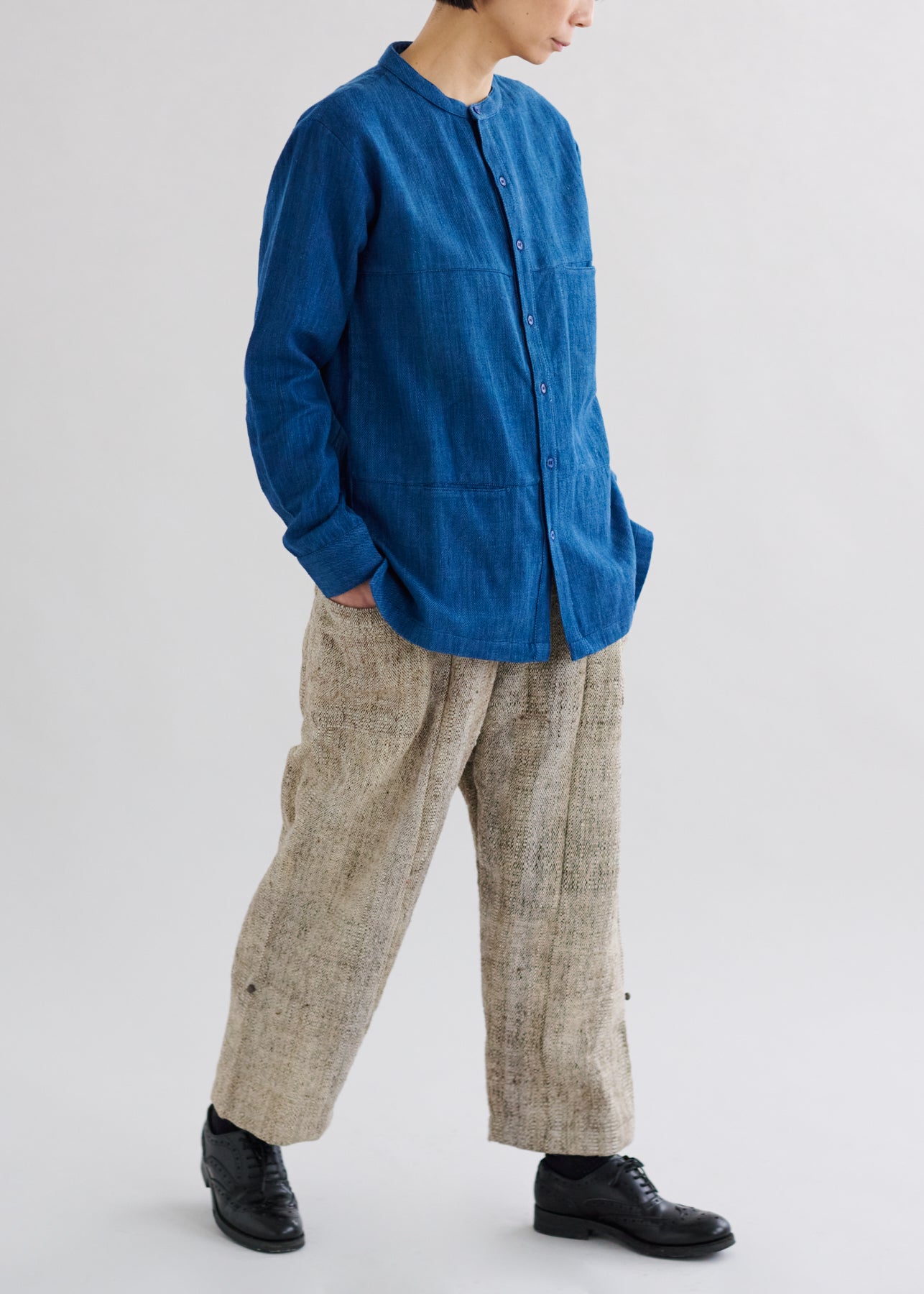 まあ　キャリコcalico デニムカディ　ワンコート　インディゴ　インド まあ様専用 キャリコcalico デニムカディ ワンコート インディゴ