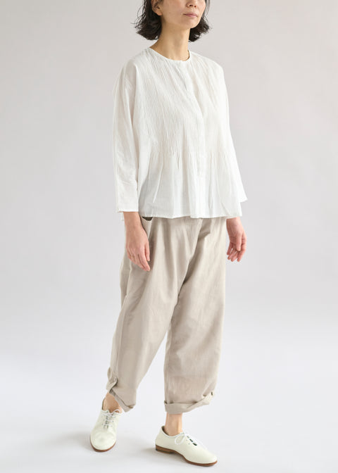 うっすらカディ ピンタックルーズブラウス（全4色）