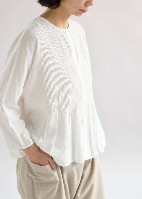 うっすらカディ ピンタックルーズブラウス（全4色）