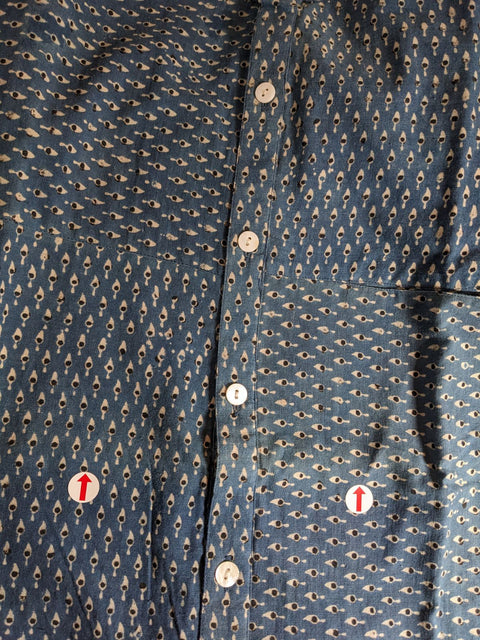 THRIFT / ブロックプリントマフブティカディはぎシャツ　Mサイズ