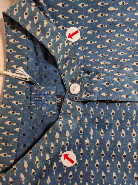 THRIFT / ブロックプリントマフブティカディはぎシャツ　Mサイズ