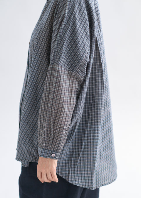 Handwoven Cotton Silk Two-tone Sari Check Loose Blouse