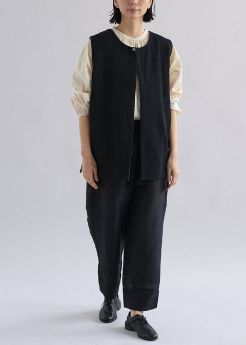 コットンリネンダイヤ ラウンドネックベスト