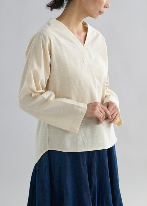 Karunganni Cotton V-neck Long Sleeve Top