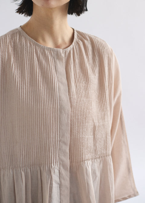 うっすらカディ ピンタックルーズブラウス（全4色）