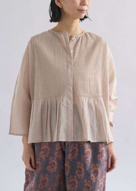 うっすらカディ ピンタックルーズブラウス（全4色）