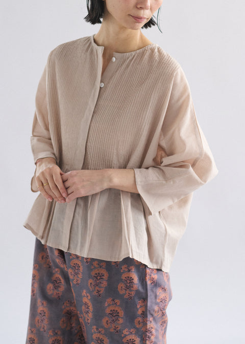 うっすらカディ ピンタックルーズブラウス（全4色）