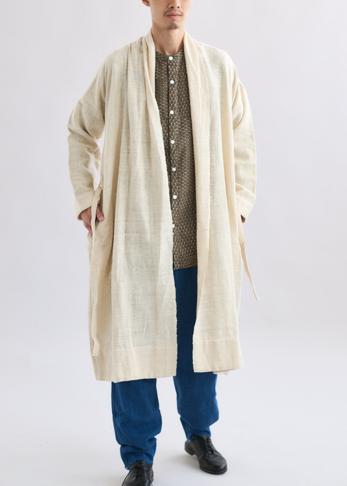 まあ　キャリコcalico デニムカディ　ワンコート　インディゴ　インド まあ様専用 キャリコcalico デニムカディ ワンコート インディゴ