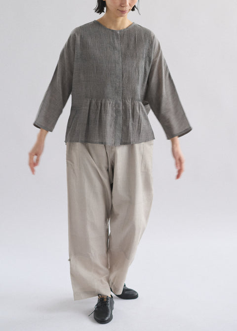 うっすらカディ ピンタックルーズブラウス（全4色）