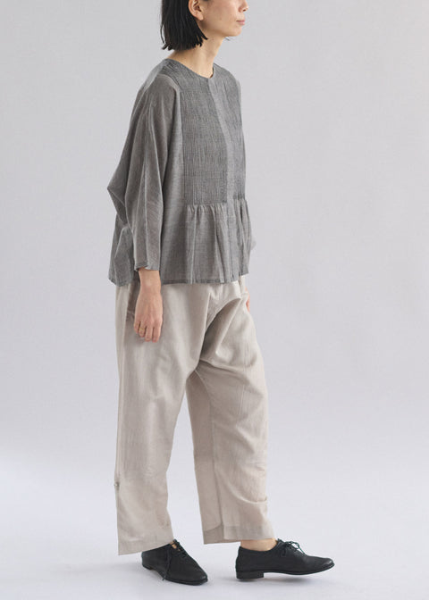 うっすらカディ ピンタックルーズブラウス（全4色）