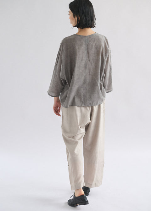 うっすらカディ ピンタックルーズブラウス（全4色）