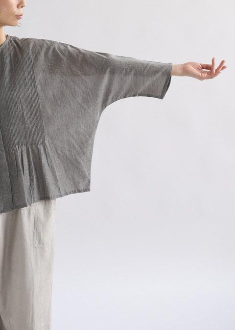 うっすらカディ ピンタックルーズブラウス（全4色）