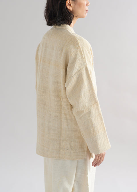 Naturally dyed handwoven sheep wool short stand-collar jacket (4 colors available)