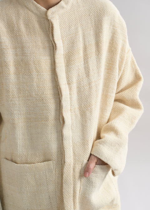 Naturally dyed handwoven sheep wool short stand-collar jacket (4 colors available)