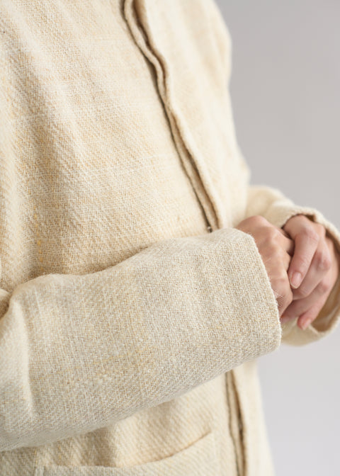 Naturally dyed handwoven sheep wool short stand-collar jacket (4 colors available)